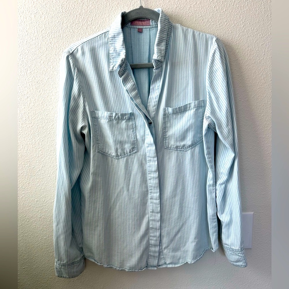 Harper Blue and White Striped Shirt